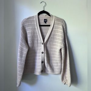 GAP Tan 100% Cotton Button Up Cardigan Wide Bell Sleeve Size Small